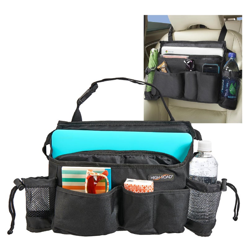 High Road SwingAway Car Front Seat Organizer with 6 Storage Pockets and 2 Bottle or Cup Holders - Image 1
